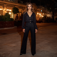 Elegantes Damen-Abendkleid aus Gewebtem Voile mit Pailletten, Kaschmir, Spandex und Spitze, Bodenlang, Luxuriös mit Knöpfen, Hochmodisch