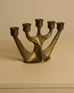 Vintage Iron Bronze Finish 5-Arm <b>Candlestick</b> Holder Abstract Mid-Century Modern Handmade Durable Metal Tabletop Decorative - Product Image 4