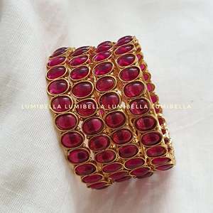 10K Gold Plated <b>Ruby</b> Kemp Flower Bangles Trendy Tennis <b>Bracelet</b> Gift - Product Image 1