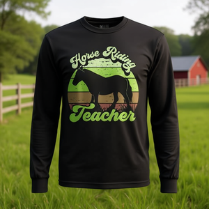 Camiseta de Manga Larga para Profesor de Equitación, Cuello Redondo Unisex, Camiseta Ecuestre para Adultos - Product Image 3