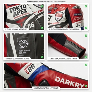 Hot Trend Red White Japanese Speed Culture Leather <b>Racing</b> <b>Jacket</b> Tokyo Apex Speedway Track Moto GP Armor Sports Coat - Product Image 6