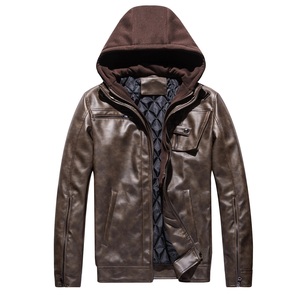 Nuevos Diseños de Chaquetas de Cuero Hechas a Medida, Chaqueta de Cuero Genuino Marrón a la Moda con Capucha, Chaqueta de Invierno para Hombre CP-MLJ-15 - Product Image 1