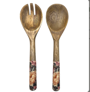 Juego de cucharas de servir creativas y elegantes, cuchara de madera con estampado de esmalte y patrón de flamenco, mango largo para decorar la mesa del comedor del hogar - Product Image 4