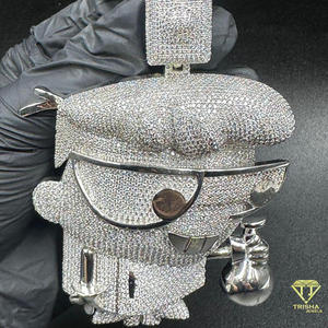 Designer Cartoon Character Pendant Necklace in Sterling Silver with Brilliant Lab Grown Diamond Setting - Product Image 5
