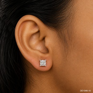 Boucles d'oreilles clous solitaires classiques en diamant de laboratoire plaqué or, taille brillant, pureté supérieure, cadeaux de fête pour femmes - Product Image 1
