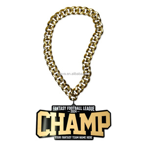 Collar de Cadena con Logotipo de Equipo Deportivo en Acrílico Dorado Brillante 3D Personalizado, con Efecto Espejo y Cadena de Acero Chapada en Oro - Product Image 5