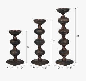 Ensemble de 3 bougeoirs modernes de luxe avec base en bois, décoratifs pour la maison, la table et l'entrée, à prix avantageux - Product Image 5