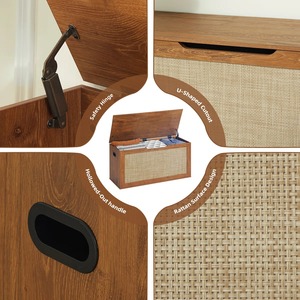 Wooden And Rattan Trunk <b>Box</b> For Bedroom Essentials Storage <b>Box</b> Helps keep Rooms Neat And Organized Handcrafted From India - Product Image 2