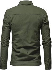 Men's Olive Green <b>Canvas</b> Shirt <b>Jacket</b> Turn-down Collar Casual Style Single Breasted Button Front Regular Fit Spring Wear - Product Image 6