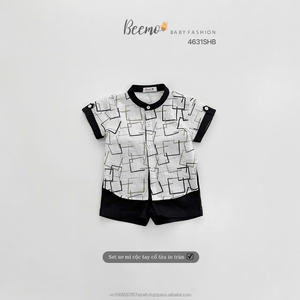 Collection de Vêtements d'Été Décontractés pour Enfants : Ensemble Haut et Short pour Bébés Garçons et Tout-Petits - Chemises et Shorts Mandarin pour Garçons - Fournisseur de Premier Plan - Product Image 2