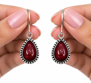 Boucles d'oreilles pendantes vintage en alliage plaqué argent antique pour femme, serties de pierres multicolores, bijoux de mode - Product Image 1
