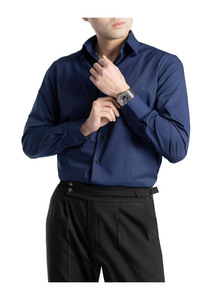 เสื้อเชิ้ตผู้ชายแขนยาวผ้าฝ้ายสำหรับใส่ทำงาน ออกแบบมาเพื่อความเป็นทางการ สวมใส่สบาย ติดกระดุมด้านหน้า - Product Image 2