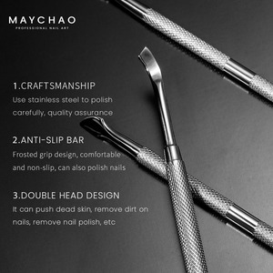 ที่ดันหนังกำพร้าสแตนเลสสองด้าน 1 ชิ้น สำหรับกำจัดหนังกำพร้าที่ตายแล้ว ใช้สำหรับทำเล็บมือ เล็บเท้า และทำความสะอาดเล็บ - Product Image 4