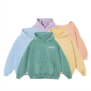 Sudadera con capucha unisex al por mayor, 300GSM, 100% algodón, con cremallera de un cuarto, bordado batik, corte holgado, estilo urbano, para otoño e invierno - Product Image 2