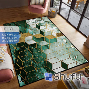 Tapis Shufu antidérapant de haute qualité en flanelle, design moderne brillant, motif abstrait, poils moyens, facile à nettoyer (compatible aspirateur) - Product Image 3