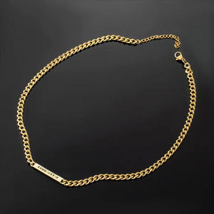 Zinc Alloy Gold Plated SV JEWELS IGI Certified Men's Vintage Jade Chain Necklace Customize Name Plate 5mm Personalized Engraved - Product Image 3