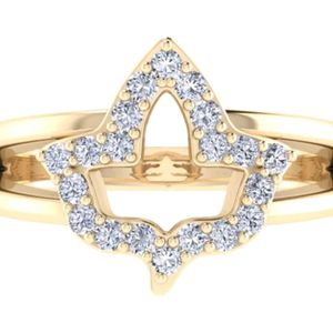 Yellow Gold Plated Leaf Crystal <b>Ring</b> Women Elegant Fashion Jewelry Statement <b>Ring</b> Gift Accessory Stylish Daily Wear - Product Image 6