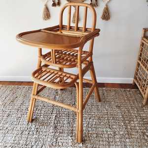 เก้าอี้ต่ำสำหรับเด็กทารกตั้งพื้นเก้าอี้ป้อนอาหารไม้หวายทนทานโต๊ะรับประทานอาหารสำหรับเด็กแบบพกพาที่นั่ง - Product Image 1