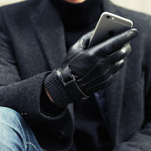 <b>Gloves</b> Autumn Winter Leather Thicken Fleece Windproof Waterproof <b>Touch</b> <b>Screen</b> Driving Motorcycle Outdoor Unisex <b>Gloves</b> - Product Image 4