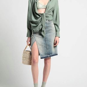 Falda Vaquera Informal de Moda para Mujer, Cintura Alta, Estilo Y2K, con Bolsillos y Botones, Midi Informal, Lista para Enviar - Product Image 2