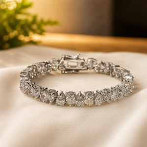 Teardrop Cut Diamond Engagement Tennis <b>Bracelets</b> 925 Sterling <b>Silver</b> Luxury Weeding Jewelry Moissanite Claw Setting <b>Bracelets</b> - Product Image 1