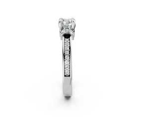 Anillo de Compromiso Clásico de Lujo para Mujer con Moissanita, Corte Brillante, Engaste Pavé, Plata Plateada con Baño de Platino, Anillo de Boda con Engaste de Garras - Product Image 3
