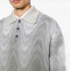 Suéter de punto para hombre con cuello en contraste degradado y diseño de camisa moderno - Product Image 2