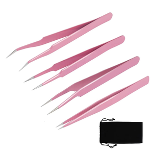 Pinzas para pestañas de color personalizado, pinzas para pestañas de marca privada, pinzas para pestañas de volumen con punta de fibra, empaque en caja para pinzas de pestañas - Product Image 1