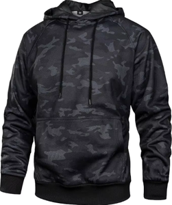 OEM <b>Black</b> Solid Hooded <b>Men</b> Activewear Pullover <b>Sweatshirt</b> Adjustable Drawstring Kangaroo Pocket 100% Cotton Eco-Friendly - Product Image 1