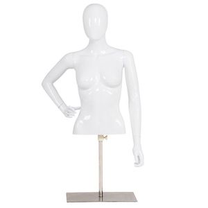 Manichino Femminile Regolabile in Altezza con Supporto in Metallo e Ganci per Esposizione - Product Image 2