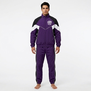Ensemble veste coupe-vent à demi-zip pour homme et pantalon de jogging en nylon personnalisé - Product Image 1