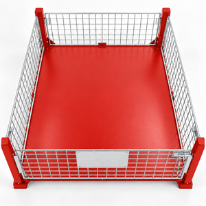 Contenedor de Malla Apilable de Acero Rojo Tipo Euro Pallet Cage con Entrada de 4 Vías para Uso Industrial, Carga Dinámica de 2.0T - Product Image 3