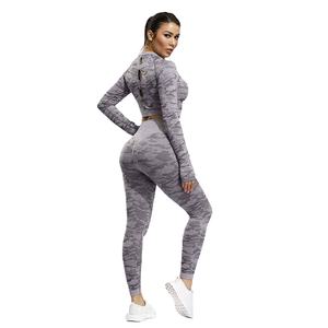 Top Class <b>Women</b> Solid Plus Size Breathable Lightweight Seamless Workout Set Long Sleeve Front Gym Fitness Yoga Activewear - Product Image 2