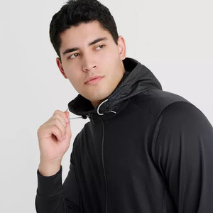 Sweat-shirt à capuche noir pour homme, coupe classique, en polyester tricoté, décontracté, automne, logo personnalisé, vêtements streetwear - Product Image 5