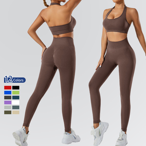Sports Two Piece Suit Women's Sleeveless High Elastic Gym Tight Workout Clothing <b>Seamless</b> Women Workout Sets Fitness Yoga Set - Product Image 1
