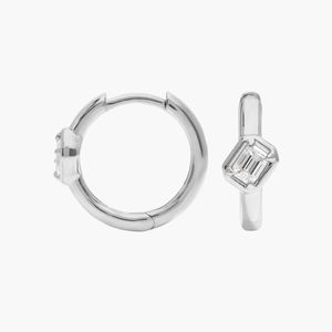 Pendientes de Aro con Diamantes Cultivados en Laboratorio de Corte Esmeralda de 0.2 CTW en Engaste de Bisel de Oro Blanco - Product Image 3