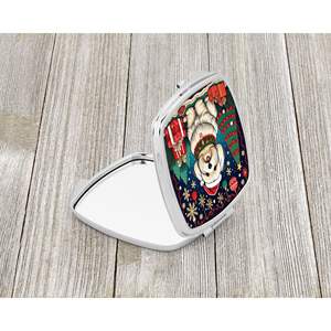 Coton De Tulear Christmas Folding Handheld <b>Compact</b> Travel <b>Makeup</b> Mirror Christmas Gift for Women and Girls - Product Image 2