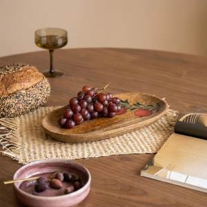 Wooden Eco-Friendly Reusable Serving <b>Platter</b> with Hand painting Rustic Multi-Purpose Tableware by Curio Craft - Product Image 1