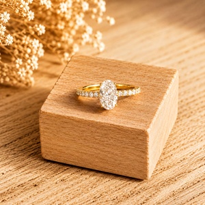 Bague de fiançailles solitaire en diamant de laboratoire certifié IGI, taille ovale, 1-3 CTW, diamant de laboratoire créé, or massif 18 carats/platine - Product Image 6