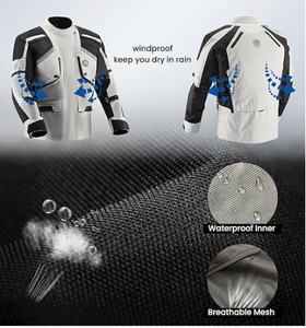 Blouson de moto unisexe d'aventure, blindé, respirant, imperméable, % polyester, ignifuge, toutes saisons, pour touring et motocross - Product Image 5