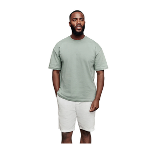 T-shirt à manches courtes col rond vert clair pour homme, 100% coton, coupe classique, couleur unie, jersey tricoté, style décontracté - Product Image 4