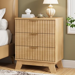 Acacia Wood 3-Drawer Rectangle Dresser <b>Chest</b> Mid-Century Design Eco-friendly Durable Tabletop Bedroom Furniture Wholesale India - Product Image 1