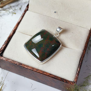 Colgante de plata de ley 925 con piedra de sangre cuadrada tipo cojín para la fabricación de collares DIY |   Joyería al por Mayor - Product Image 5
