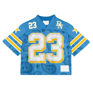 Premium Quality Lavish Look Mesh American <b>Football</b> Jersey V Neck Short Sleeve Breathable Polyester Adult Regular Fit Solid 220 - Product Image 1