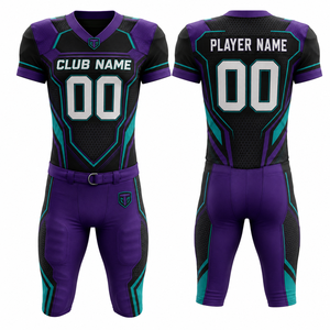 Ensemble de maillot de football américain MEGAMAPLE Minnesota personnalisé par sublimation pour homme, col en V, manches courtes, anti-humidité, coupe ajustée - Product Image 1