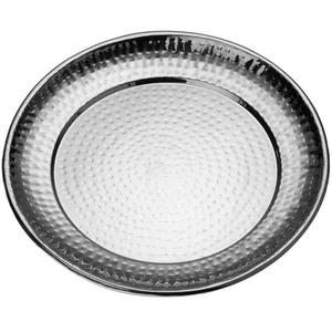 Assiette de présentation ronde classique en métal pour une utilisation polyvalente, assiette décorative avec détails artistiques - Product Image 4