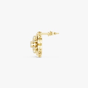 Pendientes de Oro Amarillo de 9K con Diamantes Cultivados en Laboratorio de 0.516CT, Diseño de Racimo Floral, Corte Brillante Redondo, Joyería Fina al por Mayor - Product Image 6