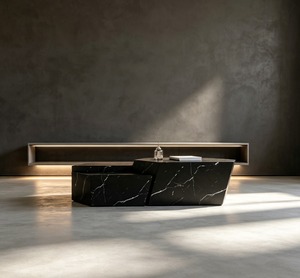 Mesa de Exterior Moderna de Mármol Negro Sunshine, Diseño Minimalista, Muebles para Sala de Estar, Superficie de Piedra Resistente - Product Image 1