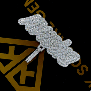 Pendentif Hip Hop Personnalisé pour Enfants et Hommes avec Moissanite en Argent Sterling, Design Glacé - Product Image 3