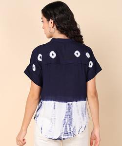 Maaesa เสื้อมัดย้อมผ้าเรยอนสำหรับผู้หญิง, เสื้อลำลองแขนสั้นคอลเลกชั่นดีไซน์เนอร์เสื้อฤดูร้อนน้ำหนักเบา - Product Image 3